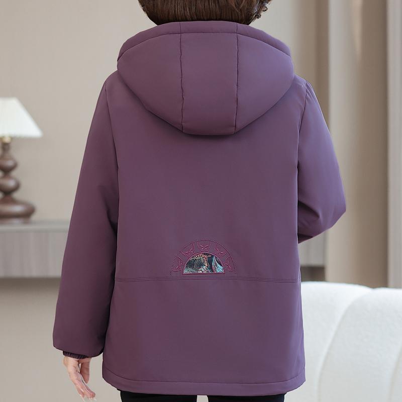 Plus Size XL-6XL Middle Age Women's Short Down Jackets Winter Parkas Hooded Embroidery Elegant Loose Thick Warm Down Coats Woman Outerwears