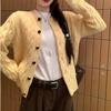 High-end yellow knitted sweater jacket women's spring and autumn new lazy wind cardigan short top