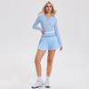 2025 Damen Europäische/Amerikanische Activewear: Schnelltrocknendes Langarm-Top mit kurzem Rock für Tennis, Laufen & Yoga