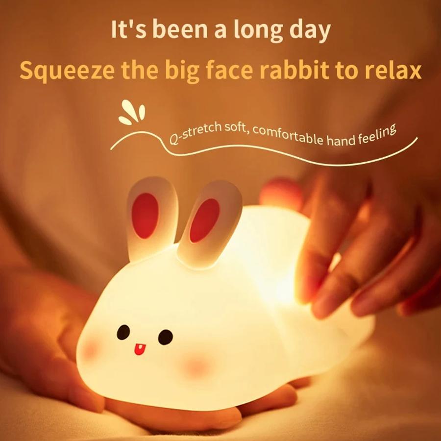

Kawaii Animal Led Table Lamp Toddler Night Light Silicone Kids Toy Gifts Bedroom Bedside Desk Room Decor Rechargeable Mood Light