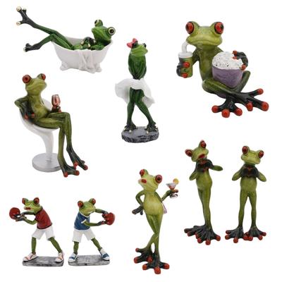 Artistic Frogs Resins Ornament Figurine Cartoon Animal Collectible Sculpture for Birthdays Housewarmings Holidays Present