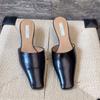 2025 Frühling und Sommer Französische Tasche Kopf coole Hausschuhe Damen tragen High Heels dünne Absätze Muller eckiger Kopf halbe Hausschuhe High Heels Hausschuhe