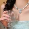Summer Y2K Cute Shell Starfish Pendant Choker Necklace for Women Elegant Pearl Crystal Beaded Clavicle Chain Party Jewelry Gift