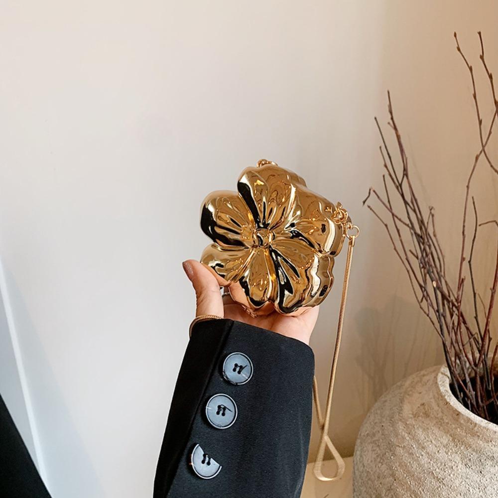 

Серебристая банкетная сумка-цепочка акриловая забавная сумка для вечеринки портативная яркая цветочная сумка через плечо для девочек золотой