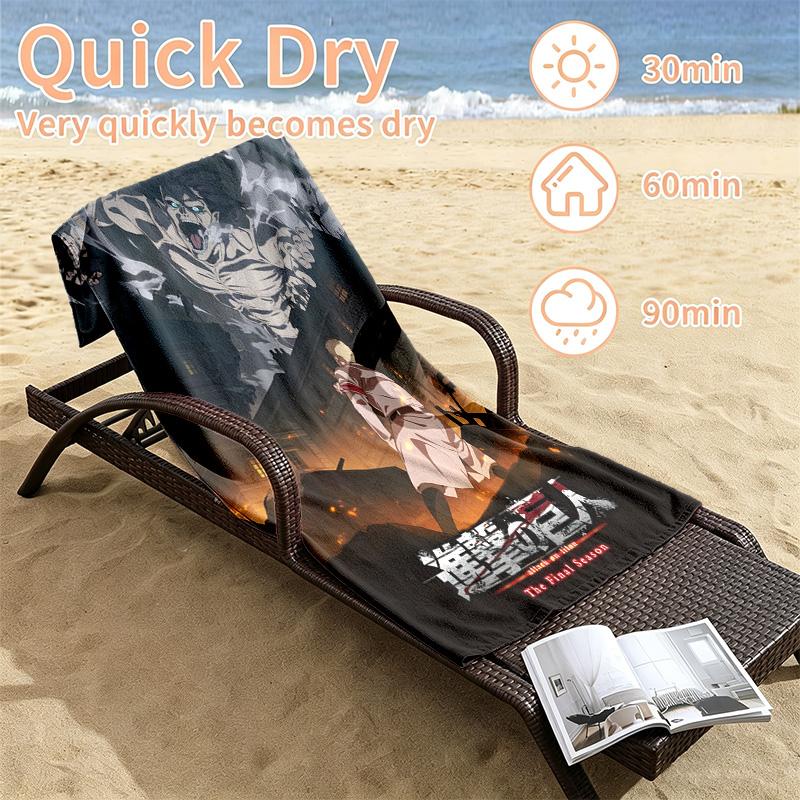 Attack on Titan Beach towels also serve as bath towels summer essential a musthave for the outdoors the beach and the pool
