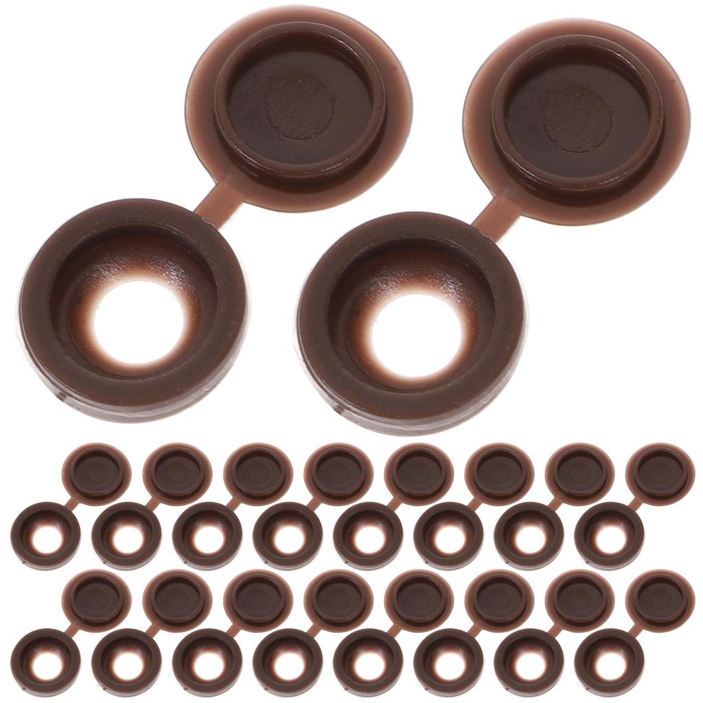 100Pcs Brown Screw Covers Caps for Furniture PP Material Uv Water Resistant Tough Flexible Screw Hole Covers