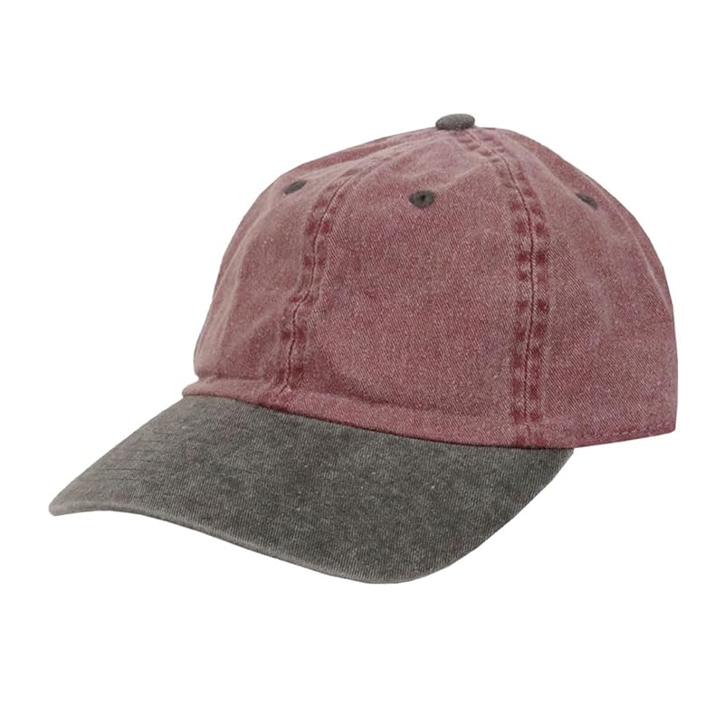 

[New Hattan] cap men s ladies low cap Plain color pigment dye hat 6 panels dad hat unisex pigment dyeing Burgundy x black [product]