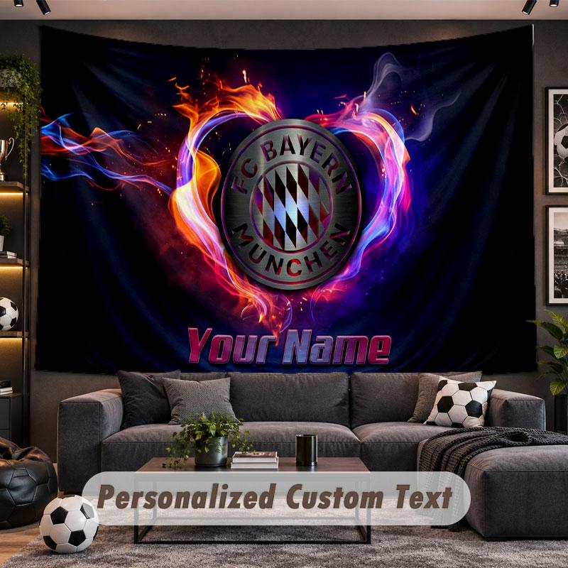 Wall Hanging Tapestry Custom NameBayern Munich Pattern Personalized Printed Fabric Wall Decor