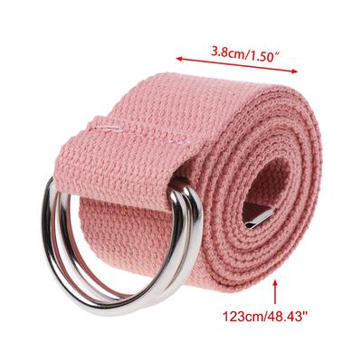 Unisex Casual Double D-Rings Nylon Canvas Stripes Buckle Waistband Outdoor Belts