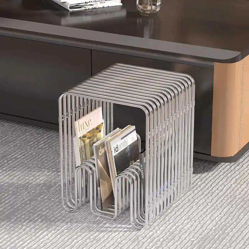 Minimalist Stainless Steel Coffee Tables Modern Side Table Creative Bookshelf Bedroom Side Table Living Room Coffee Table
