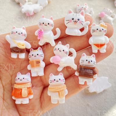 10PCS New Colorful Cute Cartoon 3D Animal Kitten Flat Back Cabochon Stone Scrapbook DIY Decor Figurines Crafts Accessories