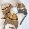 Winter Baby Ear Protection Hat Cute Pompom Infant Earflap Cap Kids Thicken Crochet Knitted Beanie Hats