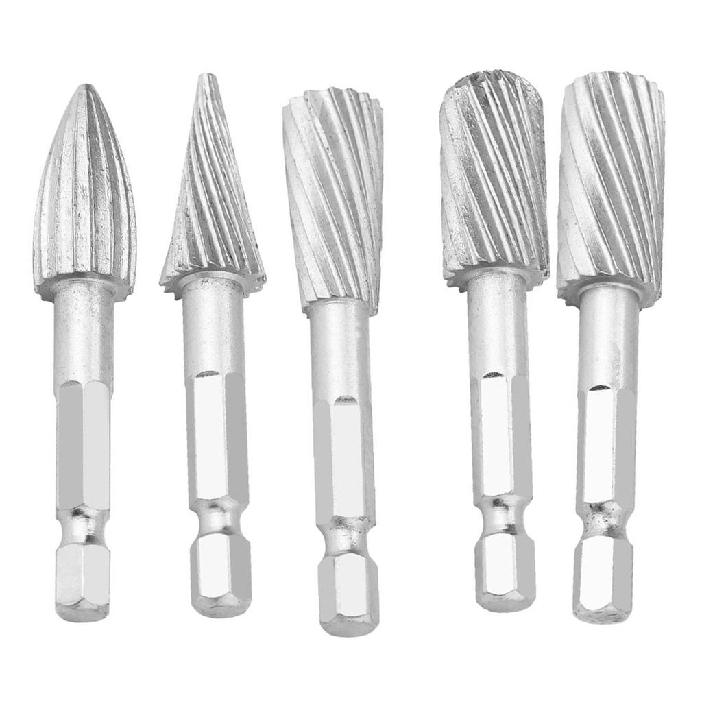 5 Stück 1/4 Zoll Sechskantschaft Schnellarbeitsstahl Fräser Rotationsfeilen Werkzeuge für Aluminium und Eisen Hardware