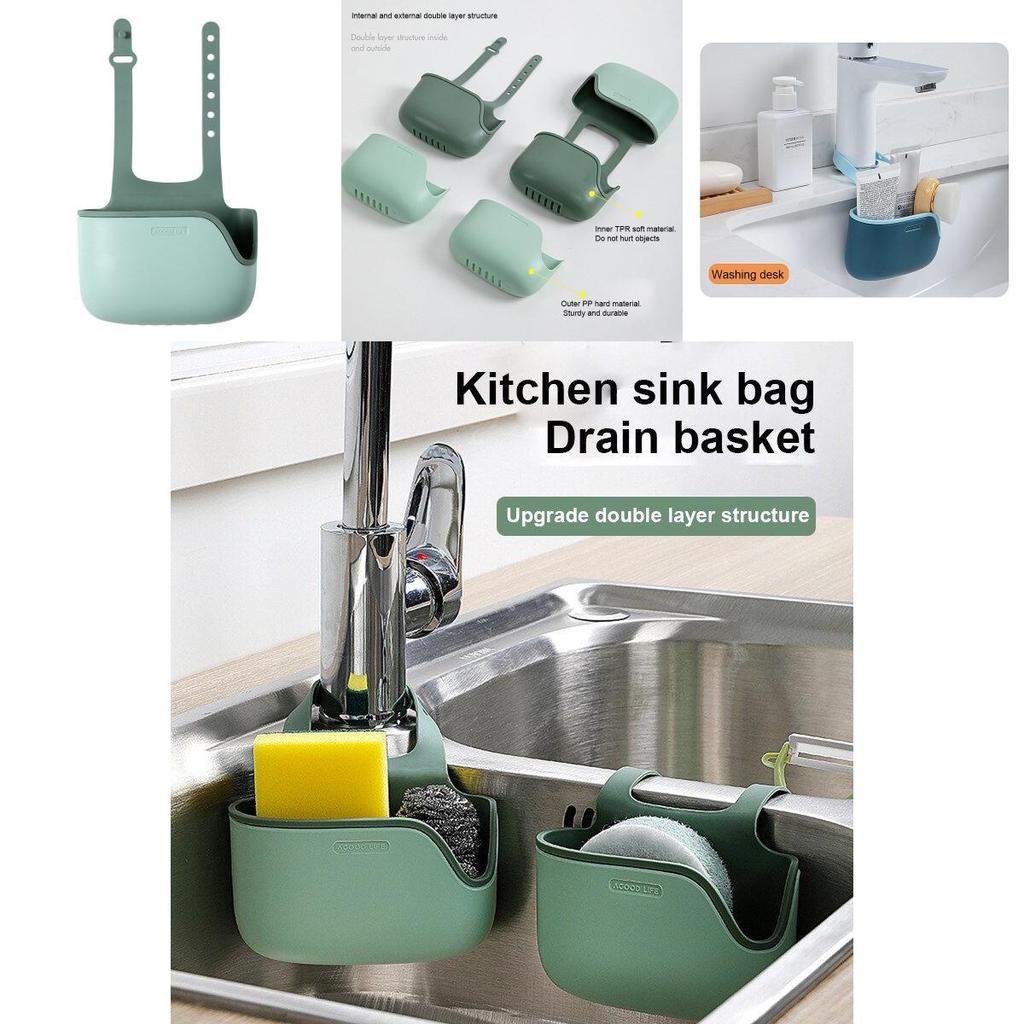 Adjustable Sink Holder Soap Sponge Drain Rack With Durable Double-layer Design