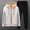 Fleece Men Casual Sports Set Winter Cashmere Tracksuit Male Hoodie Pants Thicken Windproof 2 Pieces Set