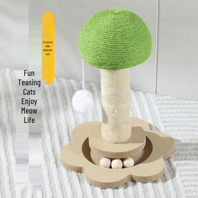 Mushroom Cat Scratching Post & Teaser Toy Set