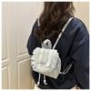 1Pcs Large Capacity Bow Shoulder Bag Multi Functional Korean Style Lace Plaid Backpack Travel Canvas Backpack Book Bag