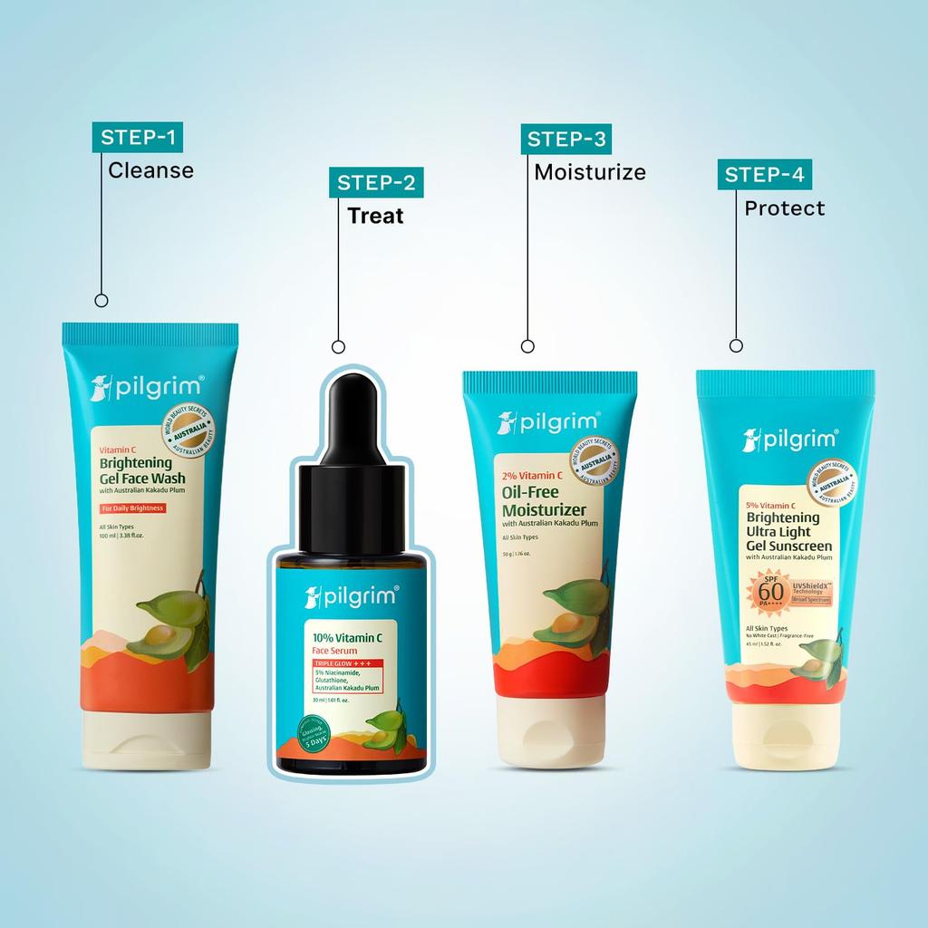 Pilgrim 10% Vitamin C Gesichtsserum 30 ml Für strahlende Haut, Dunkle Fleckenpflege, Ebenmäßiger Teint, Anfängerfreundlich, Alle Hauttypen