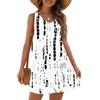 Women's Fashion Casual Summer Cupless Bag V-neck Vintage Color Block Stitching Print Dress Beach Sundress
