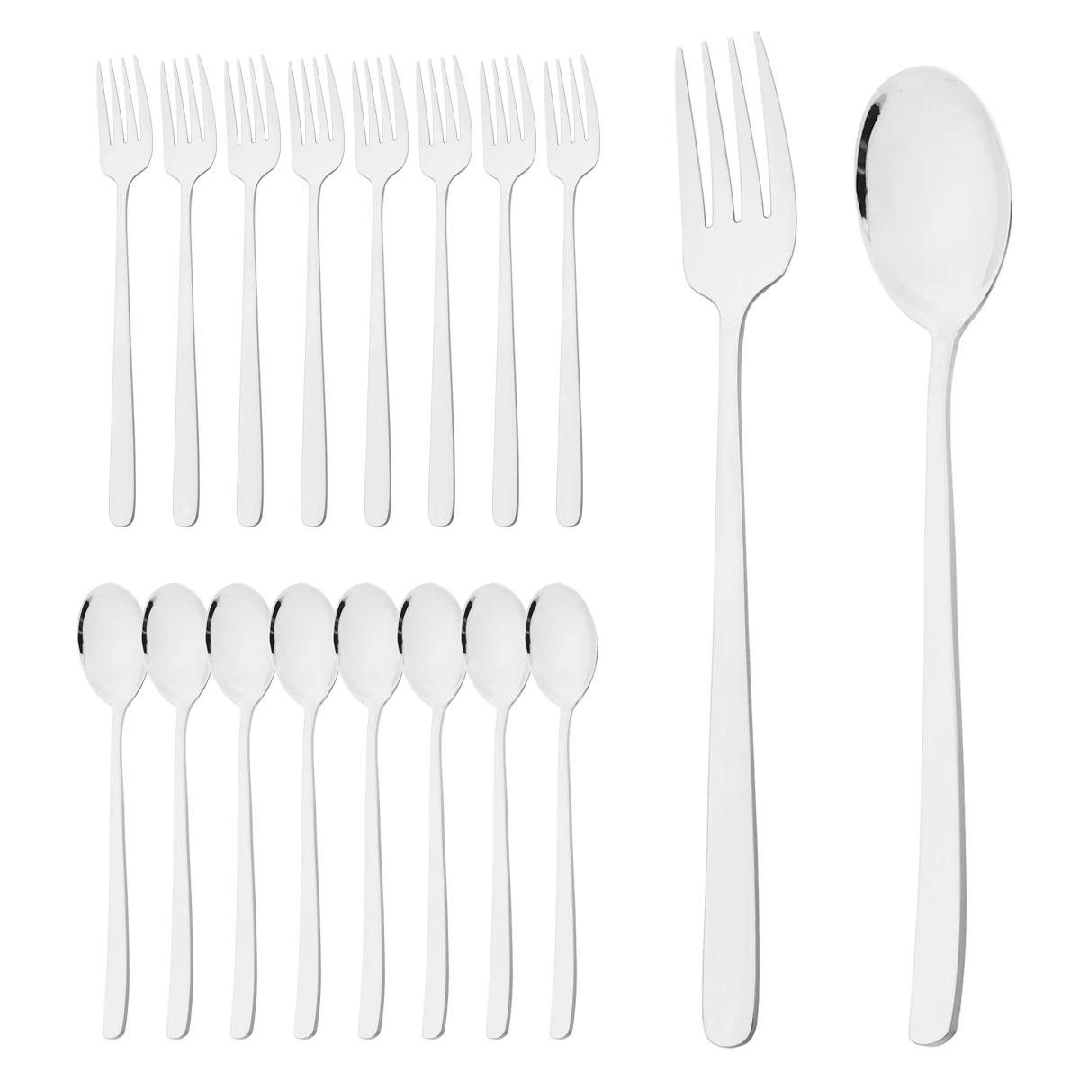 

Набор столовых приборов 16 шт. Зеркальный черно-золотой набор столовых приборов 304 Нержавеющая сталь Набор столовых приборов Десертная ложка Вилка Набор посуды Западная кухонная посуда серебряный