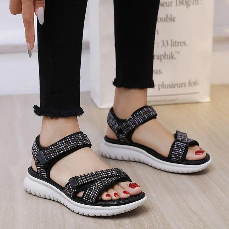 2026 Fashion Sandals Women Summer Shoes Soft Comfortable Summer Holiday Flat Ladies Sandal Plus Size 42