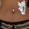 Sexy Women's Charm Moon Star Pendant Perforated Navel Ring Music Festival Jewelry Accessories Hexagram Belly Button Piercing