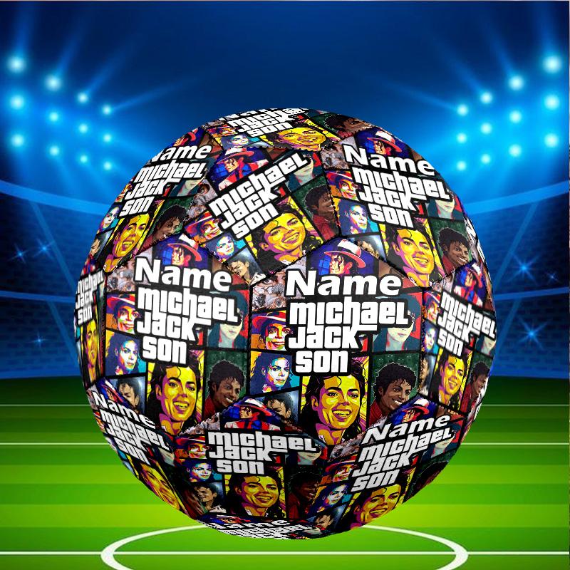 Custom Name Personalized Michael Jackson Print Size 5 Soccer Ball Training & Match Football, for Team, Kicking, Gift for Football