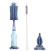 3Pcs/Set Baby Bottle Brush Set Silicone Nylon Bristles 360 Degree Deep Cleaning Cup Brush with Rabbit Shaped Holder