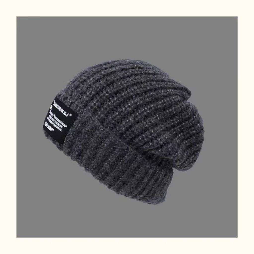 Hats Stacking Hats Autumn and Winter Knitted Wool Hats Korean and Japanese Cold-proof Big Head Circumference Winter Warm Men's Knitted Hats