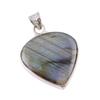 Natural Labradorite Gemstone 925 Solid Sterling Silver Jewelry Pendant 1.5" r3S14