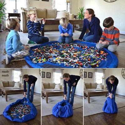 Baby & Children's Toy Storage Bag - Quick Cleanup Educational Play & Building Block Mat (Medium)