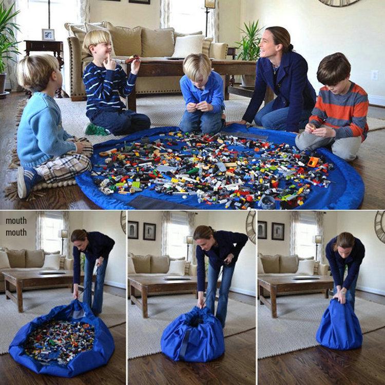 Baby & Children's Toy Storage Bag - Quick Cleanup Educational Play & Building Block Mat (Medium)