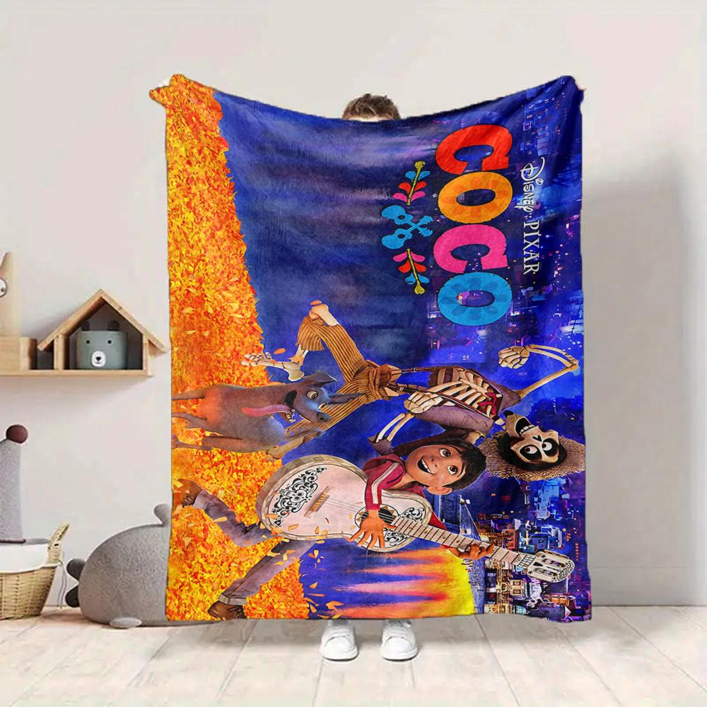 1Pc Coco Movie Poster Flannel Blanket, Soft And Comfortable, Casual Warm, Camping Travel, Christmas, Halloween Xmas Gift S1350