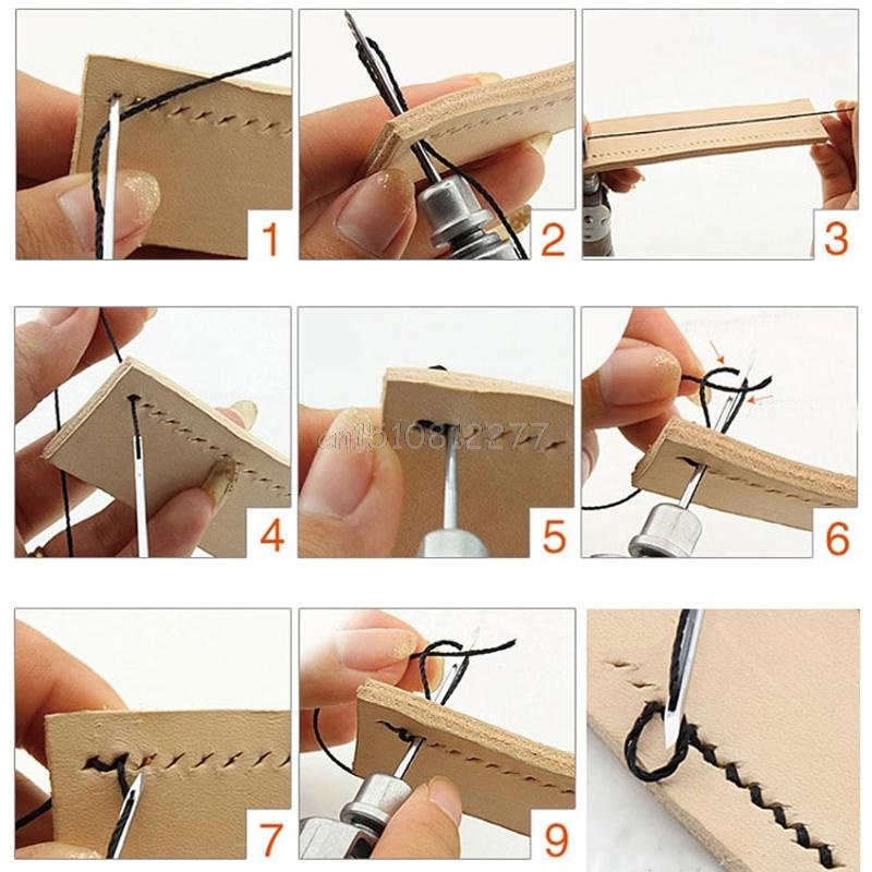 Leathercraft Lock Stitch Sewing Awl Thread Needles Stitch Leather Fabric Grocery O27 17 Dropshipping