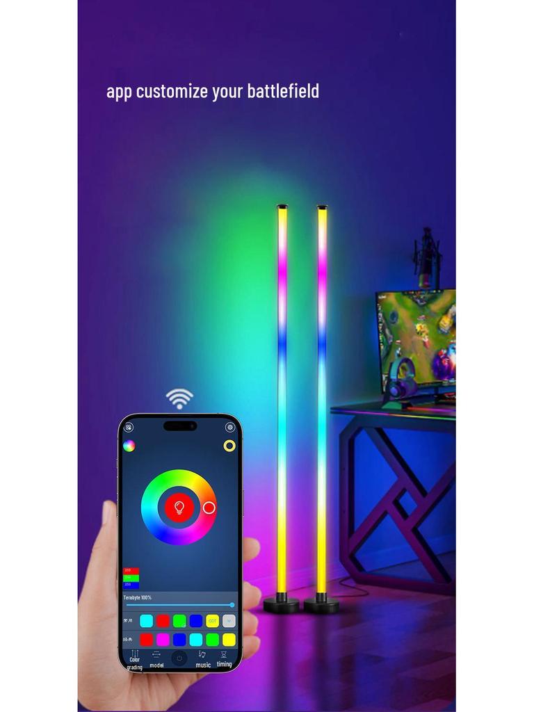 Sound-Activated LED Floor & Table Night Lamp for Living Room & Bedroom Decor, Splicing E-Sports Atmosphere Light