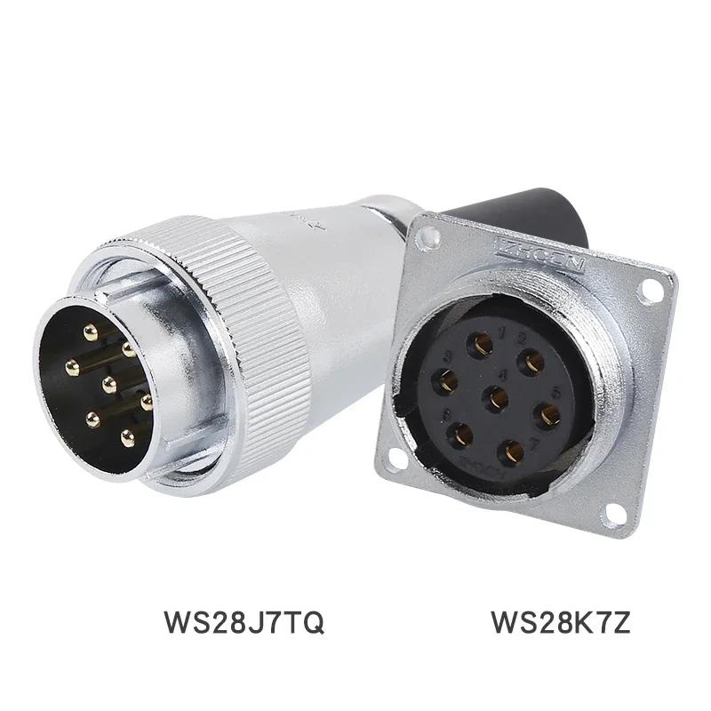 ZHQCN WS28 TQ/Z Industry Automotive Aviation Connector M28 2 3 4 7 10 12 16 17 20 24 26 Pin Panel Mount Male Plug Female Socket