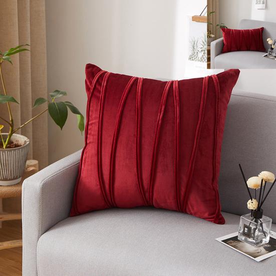 45x45CM Modern Square Pillow Shams Pressing Line Pattern Solid Color Plush Pillowcase Invisible Zipper Closure Sofa Cushion Cover Home Decoration