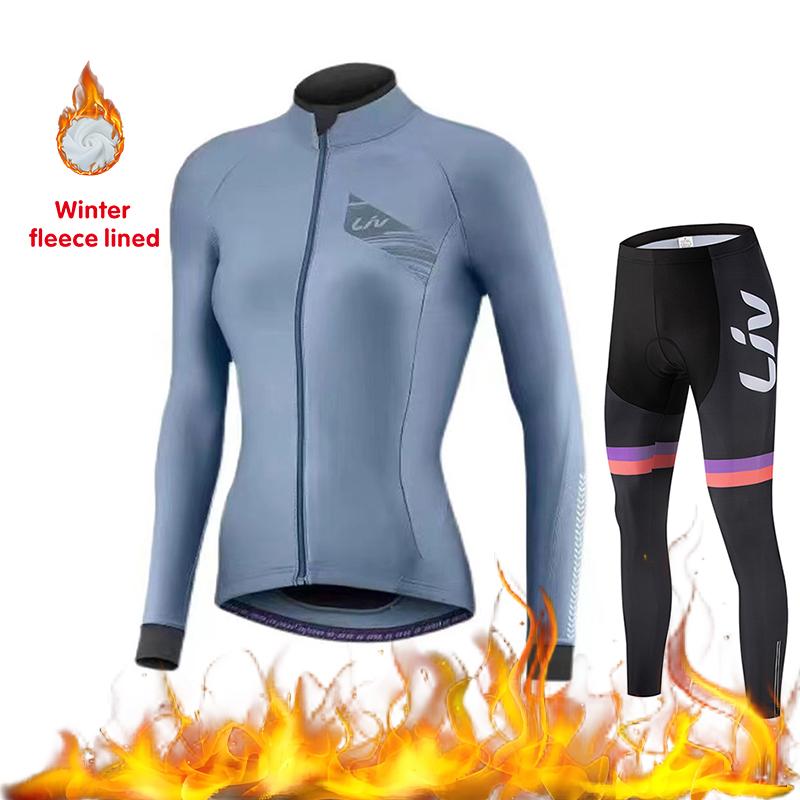 Winter Cycling Sportswear Set Women's Cycling Jersey Cycling Bib Warm 2026 Velvet Warm Cycling Suit Set Windproof Cycling Jacket Cycling Pants