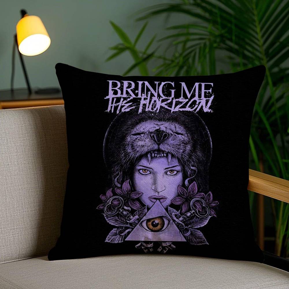 B-Bring Me the H-Horizon Pillow Case Sofa Short Plush Double-sided HD Printing Room Home Office Gift Cushion Cover