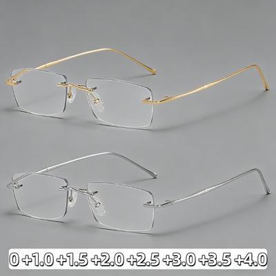 New Ultra-Lightweight Metal Frameless Anti-Blue Light Presbyopia Glasses for Women Stylish High-Definition Reading Eyewear