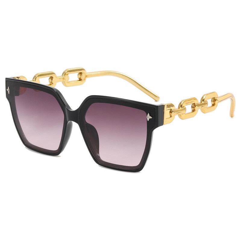 Square Sunglasses New New Arrival Chain Tide Big Frame Women's Sunglasses Ins Internet-Famous Sunglasses Personalized Glasses