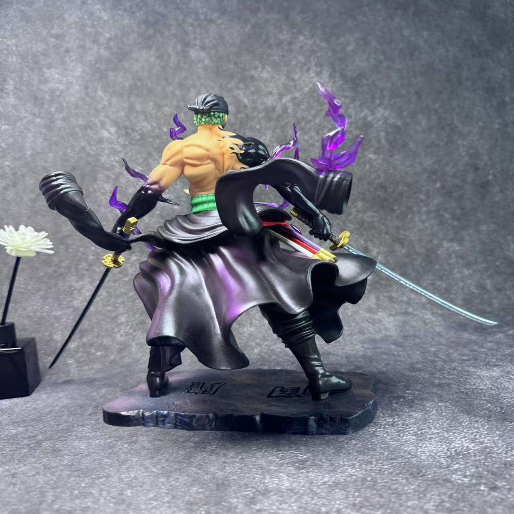 One Piece Anime Fugure 23cm Double-blade Flow Enma Zoro Battle Statue Action Toy PVC Figure Model Collectible Decoration Toy