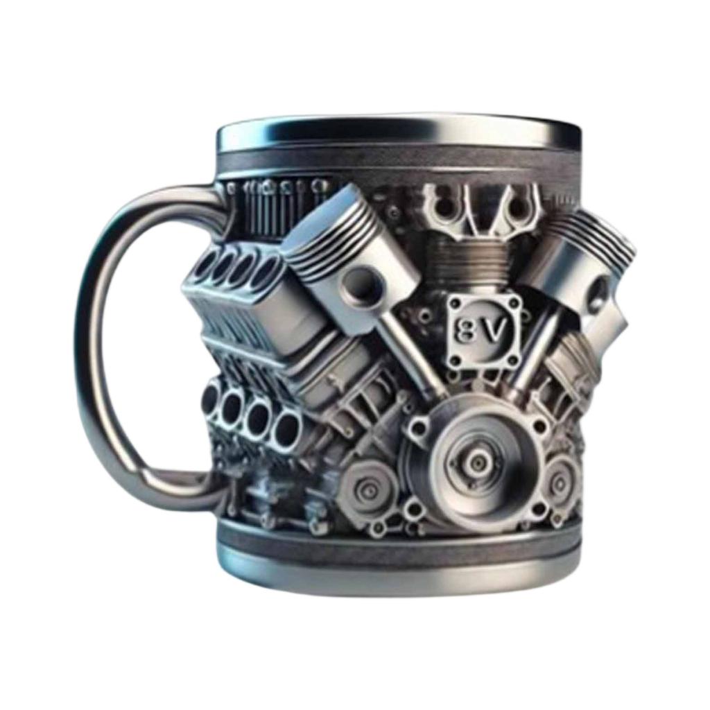 Resin Metal 3D Engine V8 V6 Mug Creative Cup Ornament for Car Lovers Desk Decor Gift Supplies
