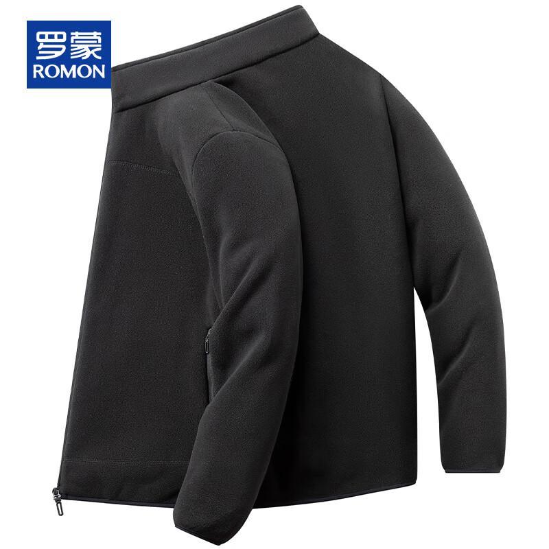 ROMON Men's Fleece Stand-Collar Cardigan Sweatshirt