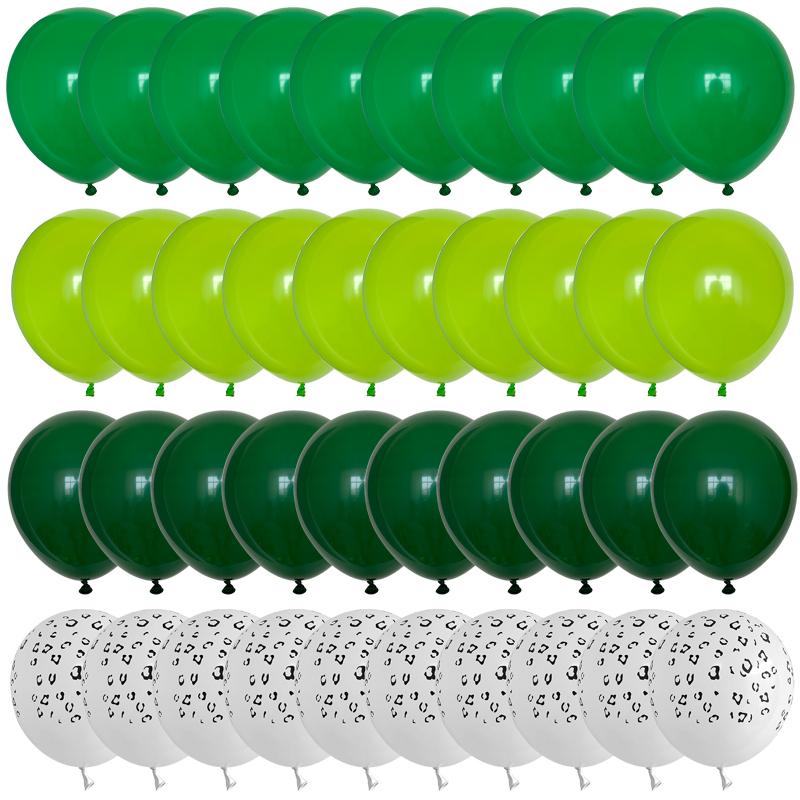40pcs Green Balloons Set Metallic Confetti Balloon Jungle Safari Animal Birthday Party Decorations Kids Boy Baby Shower