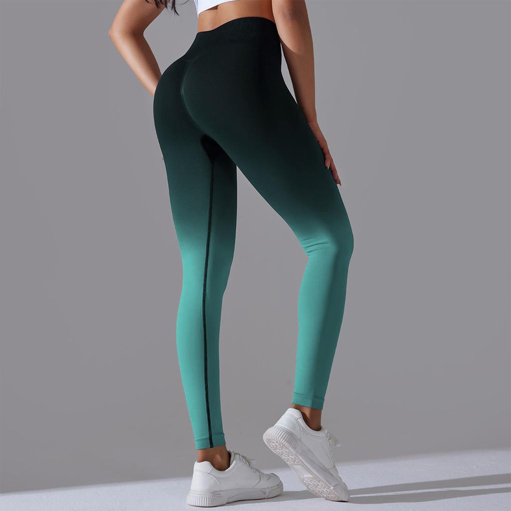 Women's Seamless Gradient Yoga Pants Tight Fitting Hip Lifting Sports Pants Quick Drying Yoga Pants