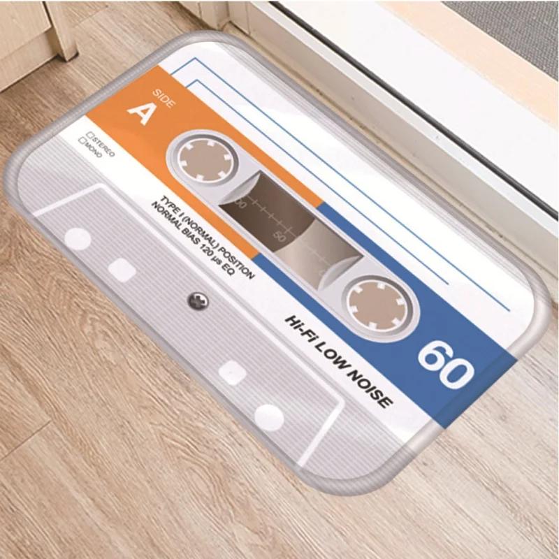 Retro Music Tape Pattern Doormat Home Decor Anti-slip Carpets Kitchen Bedroom Entrance Soft Floor Mat Washable Foot Mats