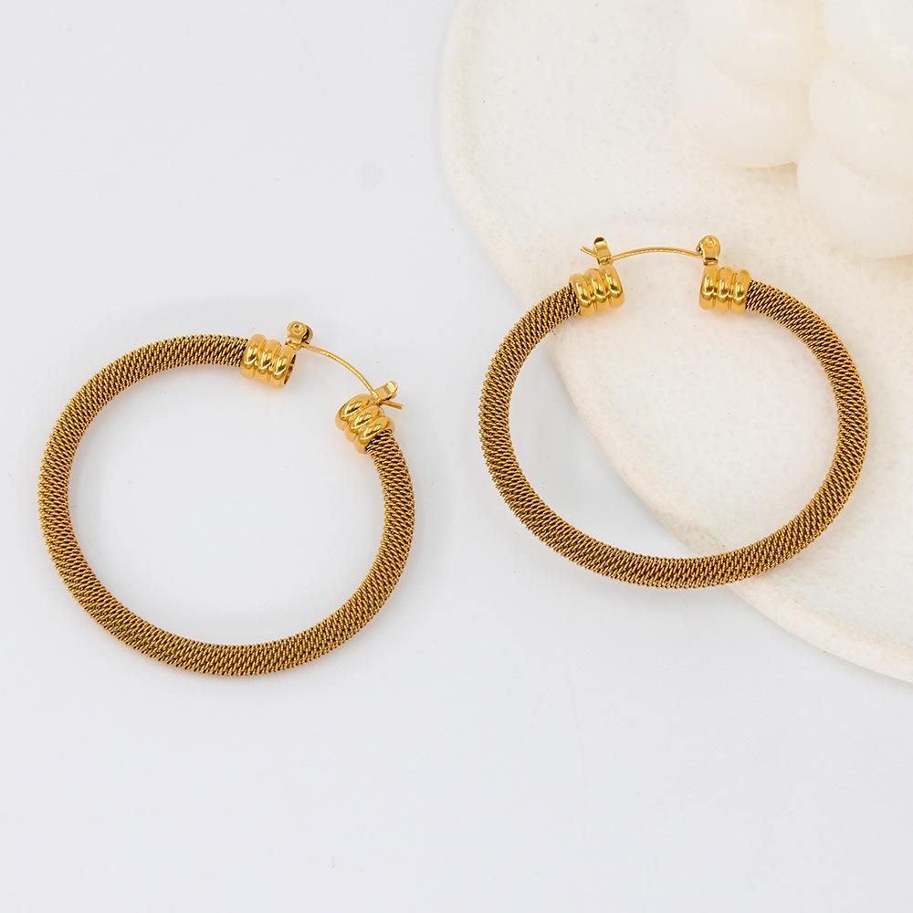 Gold-Plated European Minimalist Stainless Steel Mesh Earrings for Women