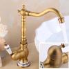 Antique Brass Ceramic Handle Basin Faucet Antique Rotatble Bathroom Faucet Kitchen Faucet Hot Cold Mixer Crane Kitchen Faucet