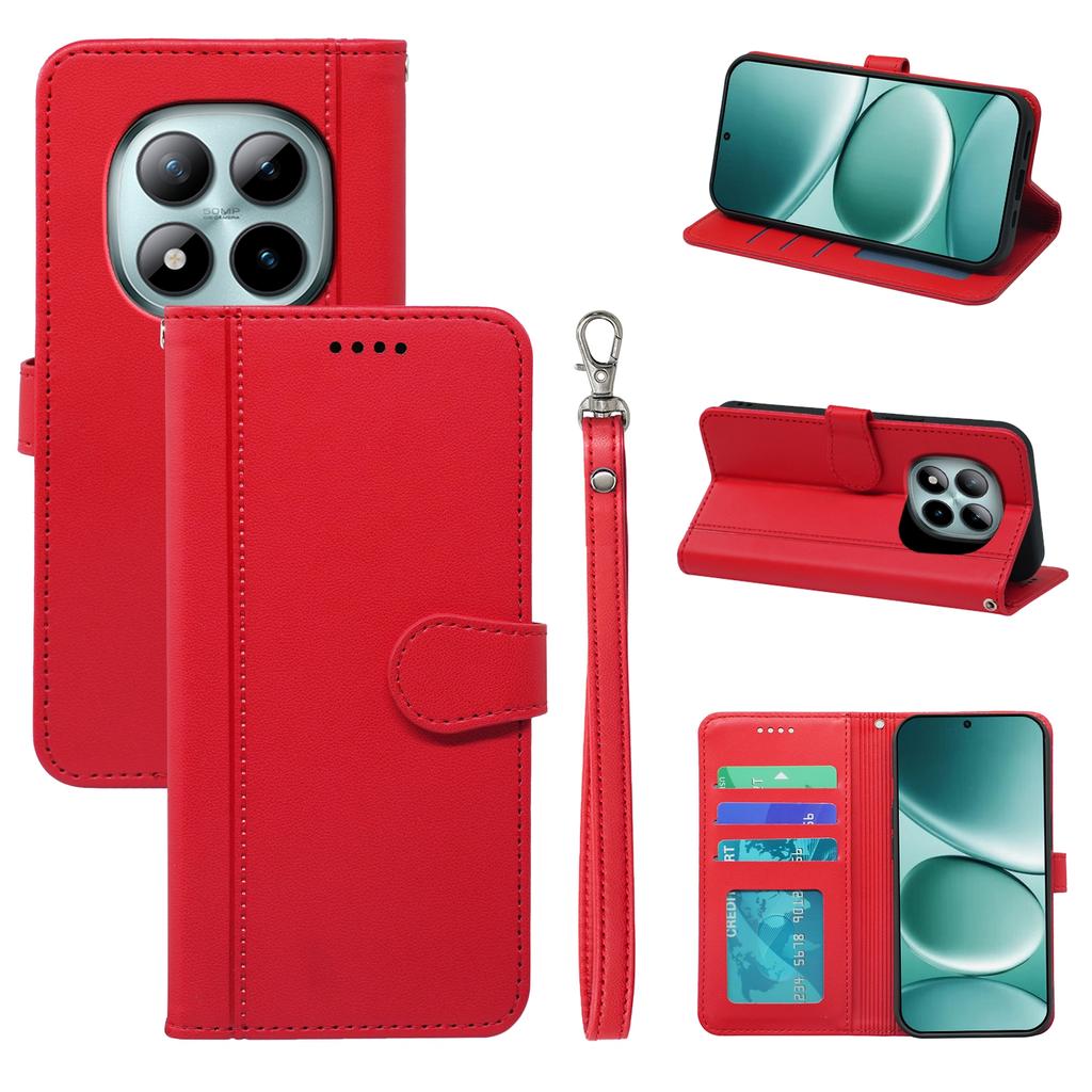 Pro Xiaomi Poco M8 Pro 5G/Redmi Note 15 Pro+ 5G (Globální) Peněženkové pouzdro Magnetické zapínání Kožený kryt na telefon s popruhem